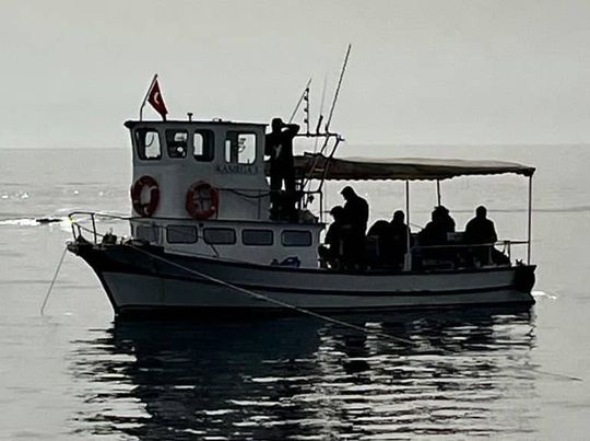 Çinekop Balığın içinden geçen Adamlar Resim